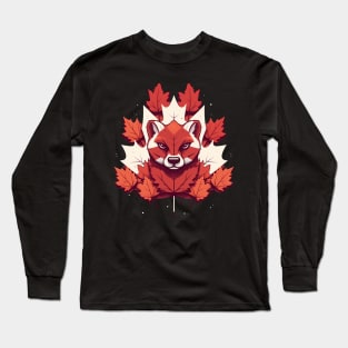 Cougar Cat with Maple leafs Canada Flag Long Sleeve T-Shirt